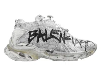 Pre-owned Balenciaga Runner Graffiti Black (women's) Sneakers In White