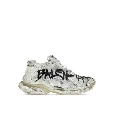 Balenciaga Graffiti Runner Sneakers In White