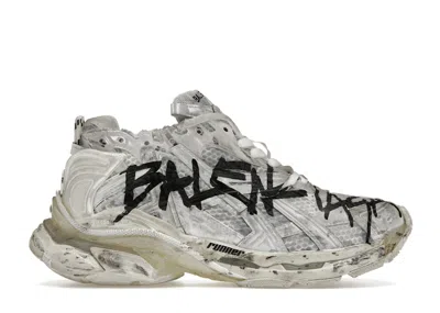 Pre-owned Balenciaga Runner Graffiti (women's) Sneakers In White