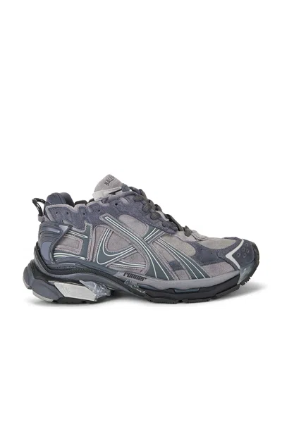 Balenciaga Runner Sneakers In Grey Leather And Textile In Multi