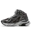 Balenciaga Runner High Top Sneakers 'grey Nylon Suede-like Fabric' In Black