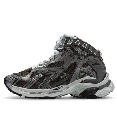 Balenciaga Runner High Top Sneakers 'grey Nylon Suede-like Fabric' In Black