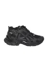 Balenciaga Futuristic Black Sneakers With Textured Overlays And Chunky Sole In Black