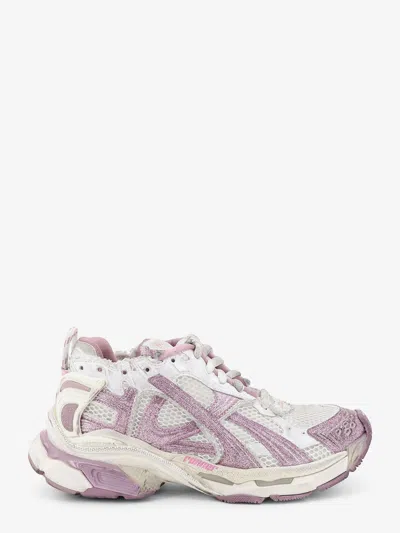 Balenciaga Runner Mesh Sneakers With Glitter Inserts In Animal Print