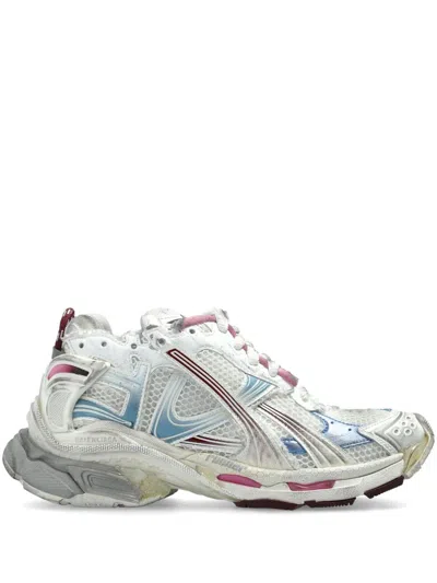 Balenciaga Sneaker Runner White Blue Pink Brown In Multicolor