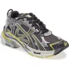 Balenciaga Runner Mesh And Faux Leather Sneakers In Dark Grey/yellow/white
