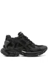 Balenciaga Futuristic Black Sneakers With Textured Overlays And Chunky Sole In Black