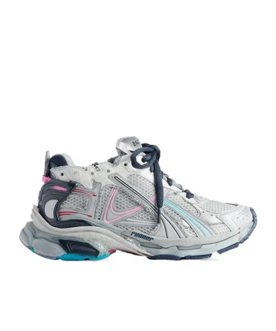 Balenciaga Men's Runner Trainers In Light Beige/grey/pink/blue In Multi