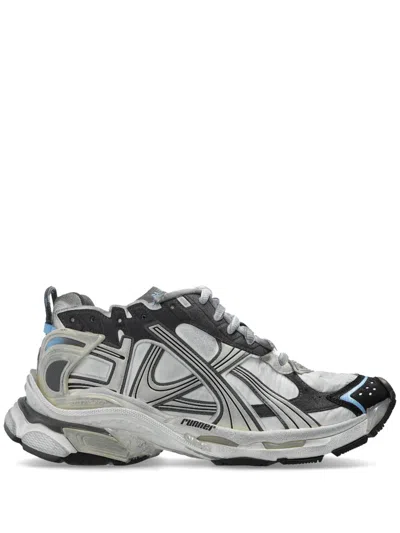 Balenciaga Men's Runner Trainers In White/beige/grey/blue