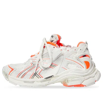 Balenciaga Runner Sneakers 'white Fluo Orange Mesh And Nylon'