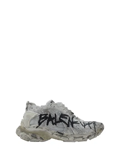Balenciaga Runner Sneakers In White/black