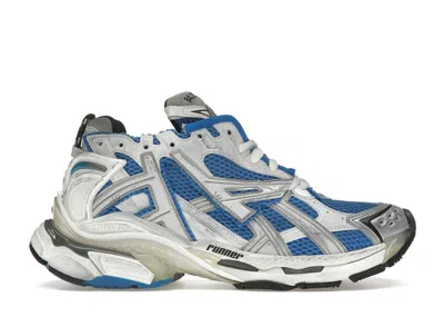 Pre-owned Balenciaga Runner (women's) Sneakers In White/blue/silver In Multi