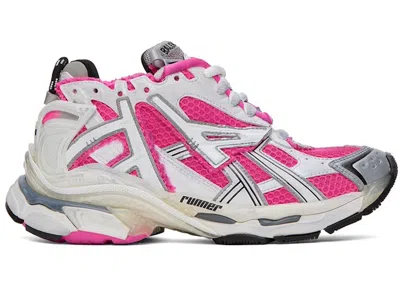 Pre-owned Balenciaga Runner (women's) Sneakers In White/fluo Pink/grey