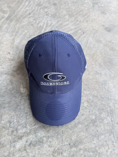 Pre-owned Balenciaga Runway  Loop Icon Sports Cap By Demna In Blue