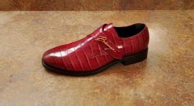 Pre-owned Balenciaga 'runway' Croc-embossed Monk Strap Derby 11 Us 44 Eur. Msrp $895 In Red