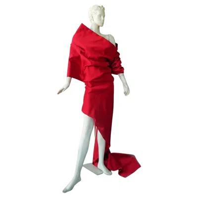 Pre-owned Balenciaga Runway "lady In Red" Asymmetric Structured Dress Gown