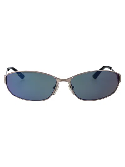 Balenciaga Ruthenium Metal Sunglasses In Blue