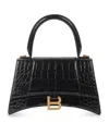 Balenciaga Hourglass Small Croc-effect Leather Crossbody Bag In Black