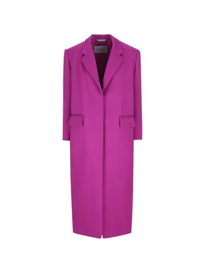 Balenciaga Sack Padded-shoulder Wool Coat In Purple