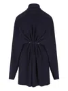 Balenciaga Draped Knit Mini Dress In Blue