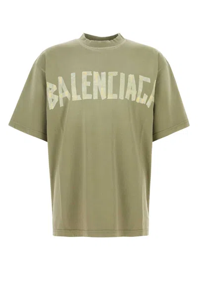 Balenciaga Tape Type Logo Print T-shirt In Verde Chiaro