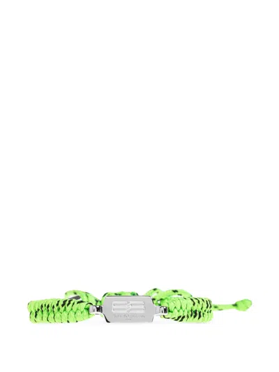 Balenciaga Saint-germain Lace Logo-detail Bracelet In Silver