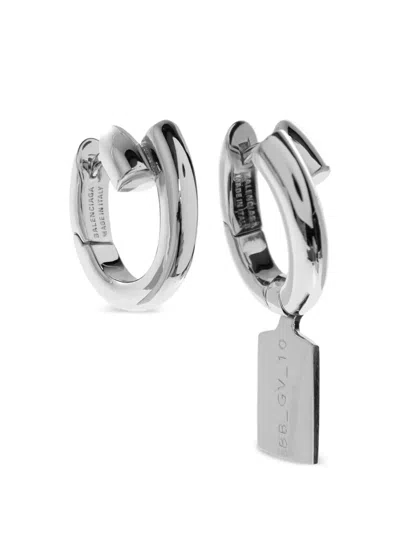 Balenciaga Saint-germain Tag Earrings In Metallic