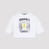 Balenciaga Cotton Salon De Couture Cropped T-shirt In White