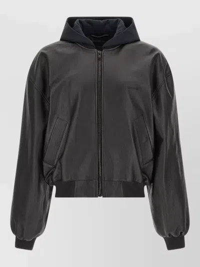 Balenciaga Salon De Couture Hooded Graphic Bomber Jacket In Black