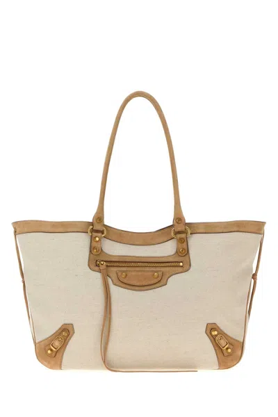 Balenciaga Sand Canvas Le City Shopping Bag In Neutral