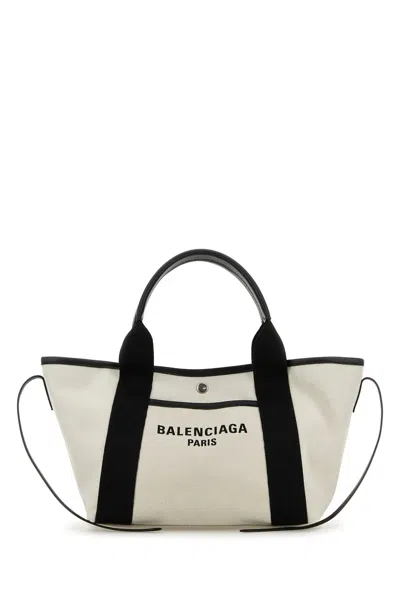 Balenciaga Women's Navy Revamp Small Tote Bag In White