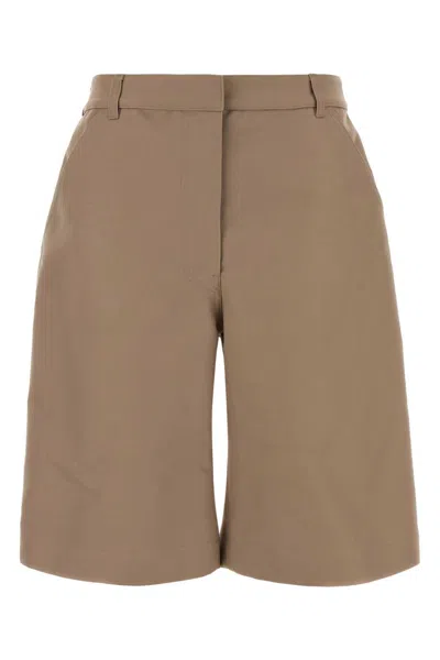 Balenciaga Sand Cotton Bermuda Shorts In Neutral