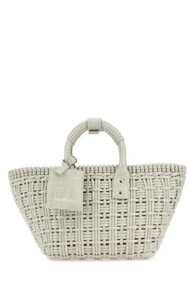BALENCIAGA SAND RAFFIA BISTRO XS HANDBAG