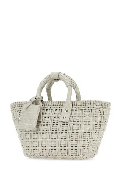 BALENCIAGA SAND RAFFIA BISTRO XS HANDBAG