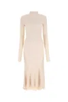 Balenciaga Sand Silk Blend Dress In Neutral