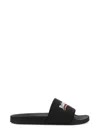 Balenciaga Embossed Logo Slip-on Sandals With Moulded Footbed In Multi