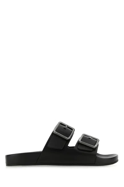 Balenciaga Double-strap Leather Sandals In Black