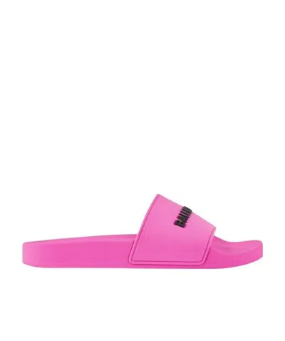 Balenciaga Sandali Bassi Pool Slide  Da Donna In Rosa Fluo In Pink