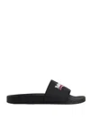 Balenciaga Embossed Logo Slip-on Sandals With Moulded Footbed In Black