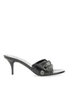 Balenciaga Pointed Toe Cross-strap Heels With Metallic Accents In Negro