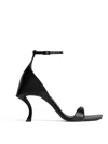 Balenciaga Squared Toe Huorg Leather Sandals 11cm In Negro