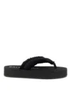 Balenciaga Fringed Strap Logo Embroidered Sandals For Women In Black