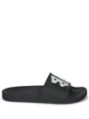 Balenciaga Black Sandals With Maxi Contrasting Logo In Tech Fabric Man