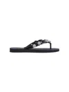 Balenciaga Women Black Rubber Cagole Thong Slippers