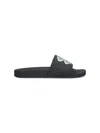 Balenciaga Black Sandals With Maxi Contrasting Logo In Tech Fabric Man In Black