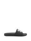 Balenciaga Black Sandals With Maxi Contrasting Logo In Tech Fabric Man