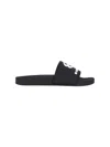Balenciaga Black Sandals With Maxi Contrasting Logo In Tech Fabric Man