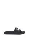 Balenciaga X Scholl Logo Pool Slides In Black
