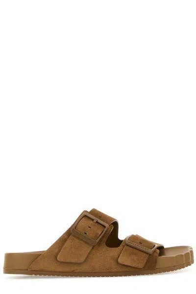 Balenciaga Sunday Suede Slip-on Sandals In Brown
