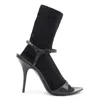 Balenciaga Avenue Sock Black Sandal In Patent Leather And Mesh In Black
